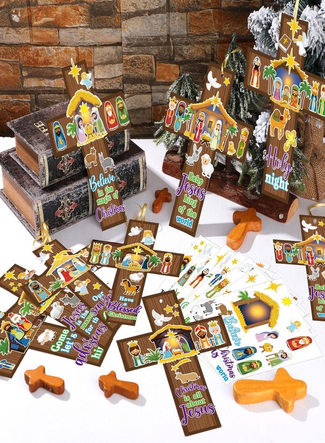 Watersay 48 Set Christmas Nativity Crafts Religious Nativity Scene Cross Kit Christian DIY Paper Crafts Make Your Own Hanging Ornament for Sunday School VBS Church Classroom Activities - Image 3
